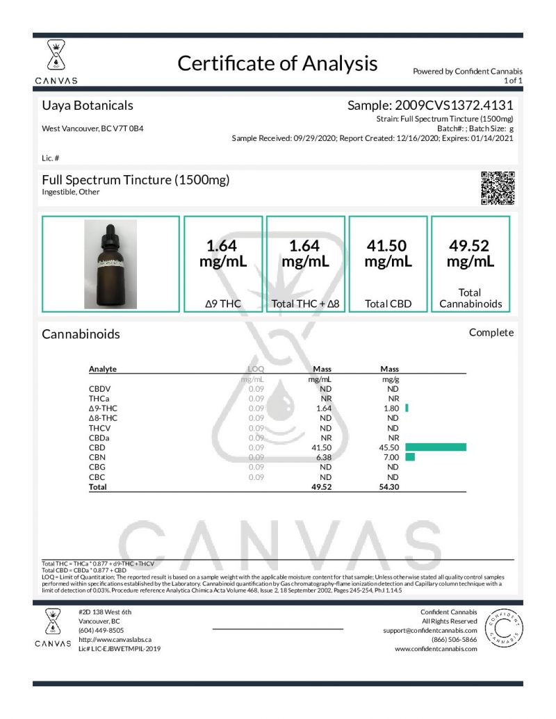 2009CVS1372.4131 Uaya Botanicals Full Spectrum Tincture 1500mg pdf