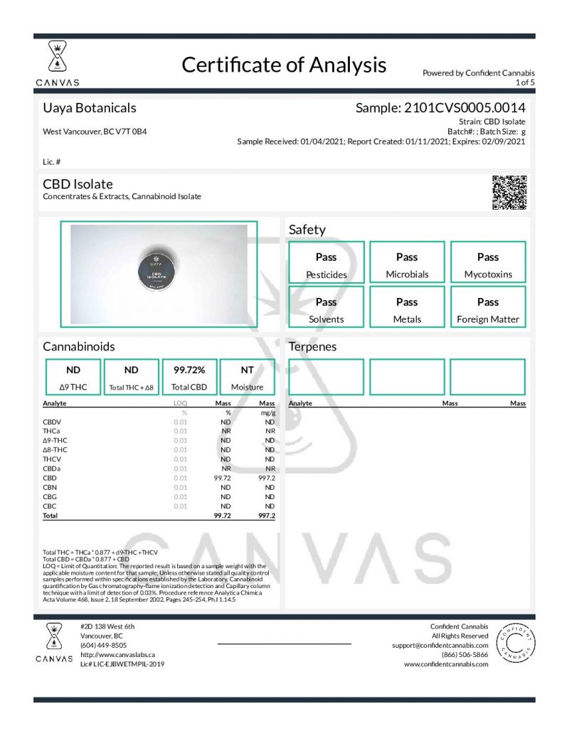2101CVS0005.0014 Uaya Botanicals CBD Isolate 3 pdf