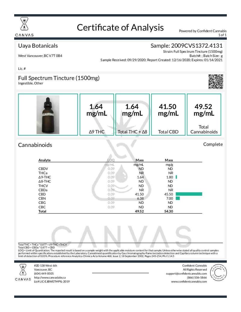 2009CVS1372.4131 Uaya Botanicals Full Spectrum Tincture 1500mg pdf