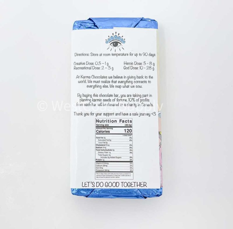 karma chocolate shrooms back label